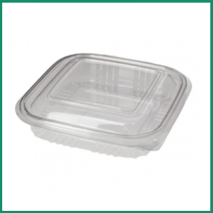 TARRINA BISAGRA CUADRADA PET 150ml PAQ 50uds C/12